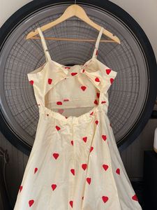 Cream Heart Print Maxi Dress