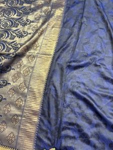 Elegant Blue Saree with Gold Border