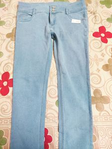 A Brand New Denim Jeans With 3 Solid Buttons