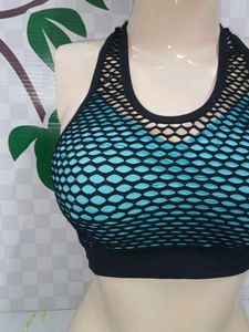 (200)Mesh Sports Bra - Black