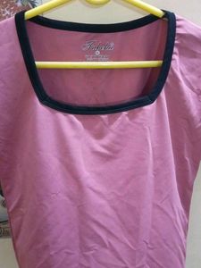 Cute Pink Square Neck T-Shirt