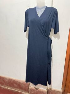 Classic Navy Blue Wrap Dress