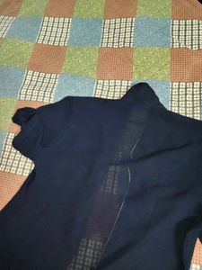 Navy Blue Button-Up Blouse