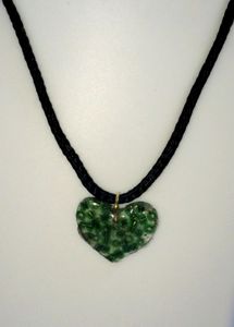 Pendent green stones heart Resin/Rhinestone/trend