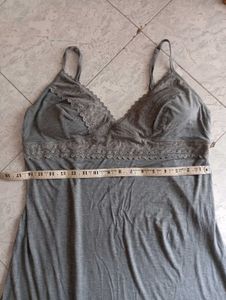 Grey Lace Trim Slip Dress