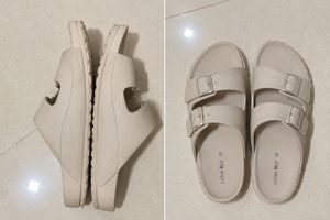 Stylish Beige Double Strap Sandals