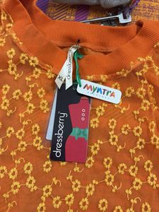 Orange Lace Detail Top