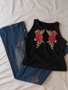 Black Floral Top