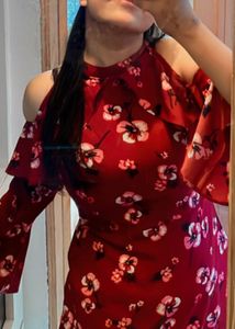 Floral Cold Shoulder Ruffle Dress