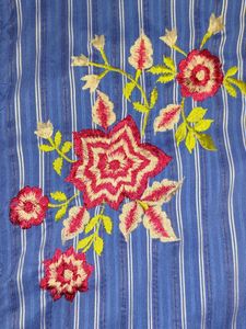 Kurta with blue and silver strips pattern