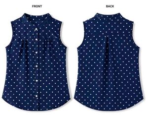 Navy Blue Polka Dot Sleeveless Top