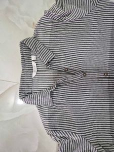 Striped Button-Up Shirt Dress
