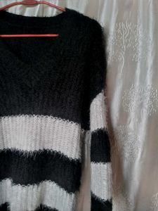 Striped Fuzzy Knit Sweater