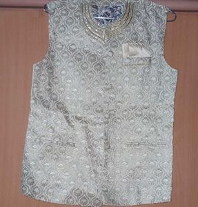 Elegant Brocade Waistcoat with Rhinestone Work