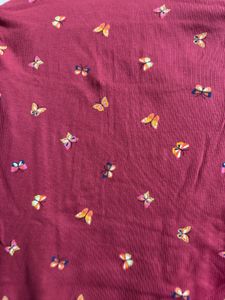 Cute Red Butterfly Long Sleeve Crop Top