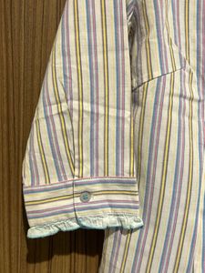 Chic Striped Ruffle Shirt