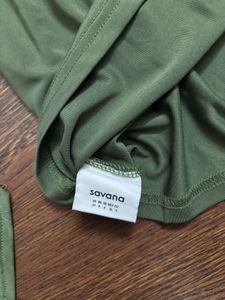 Savana Olive Green Wrap Skirt with Shell Accent