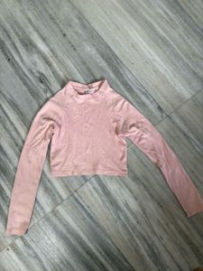 Cute Pink Long Sleeve Crop Top
