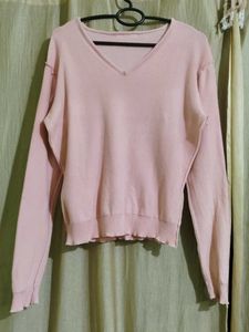 Cute Pink V-Neck Sweater