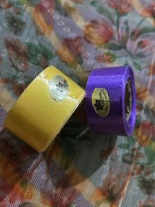 Set of 2 Satin Ribbons - Yellow & Purple