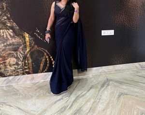 Elegant Navy Blue Georgette Saree