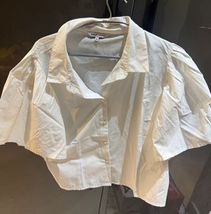 Stylish White Button-Up Puff Sleeve Top
