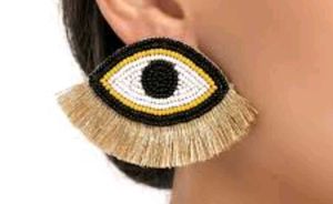Evil Eye Beaded Fan Earrings