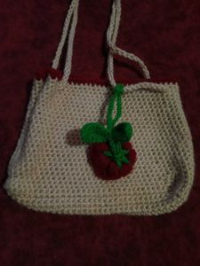 Handmade Crochet Bag with Rose Detail