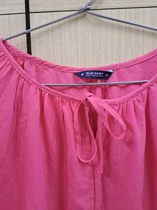 🩷Kawai Pink Tie-Neck Tunic Top