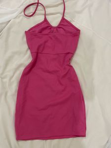Hot Pink Halter Neck Mini Dress