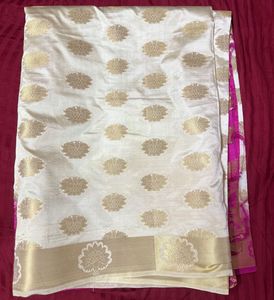 Cream Gold Floral Saree