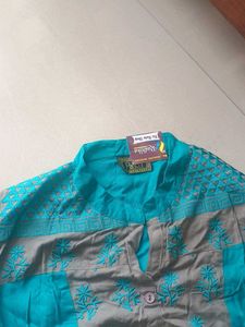Elegant Blue &amp; Grey Kurta for Women