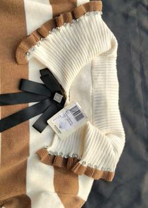 Striped Knit Sweater with Bow Detail