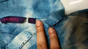 SRISHTI Blue Tie-Dye Cotton Shirt Kurta Dress - Lo