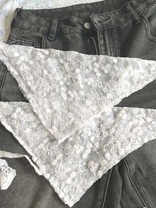 white lace bandana head scarf