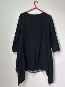 Chic Striped Top with Black Cardigan