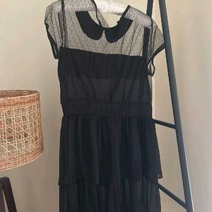 ZARA Elegant Black Sheer Layered Dress