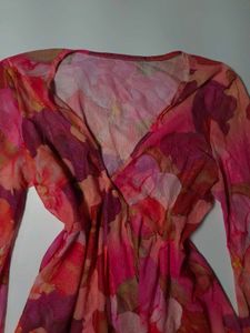 Y2K Mesh Floral Print Top