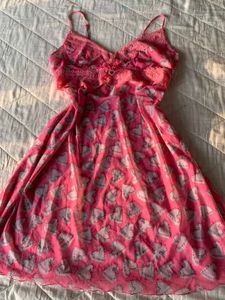 Cute Pink Heart Print Mini Dress