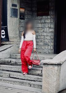 Vibrant Red Wide-Leg Pants