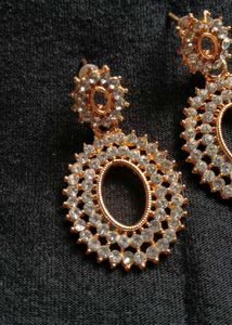 Rose Gold Crystal Oval Drop Earrings