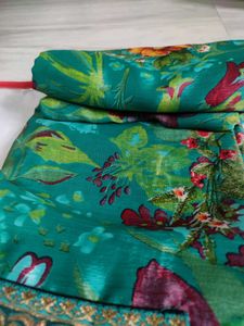 Beautiful green floral saree.