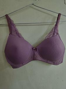 Lace Trimmed Purple Bra