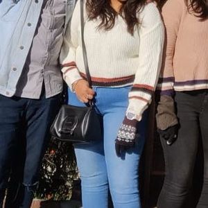 Cream V-Neck Striped Sweater