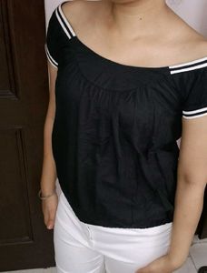 Vero Moda Black Short Sleeve Cotton Top
