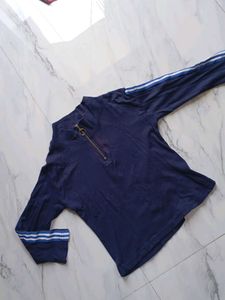 Navy Blue Zip Neck Top