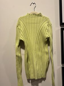 Lime Green Ribbed Mock Neck Top