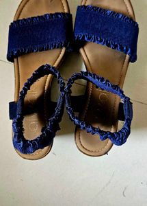 Ruffled Dual Strap Platform Heeled Wedges