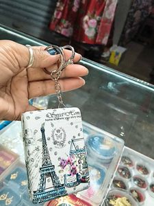 Eiffel Tower Print mirror Keychain