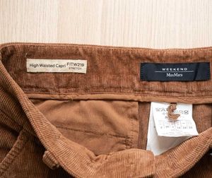 :Weekend MaxMara Brown High-Waisted Corduroy Capri